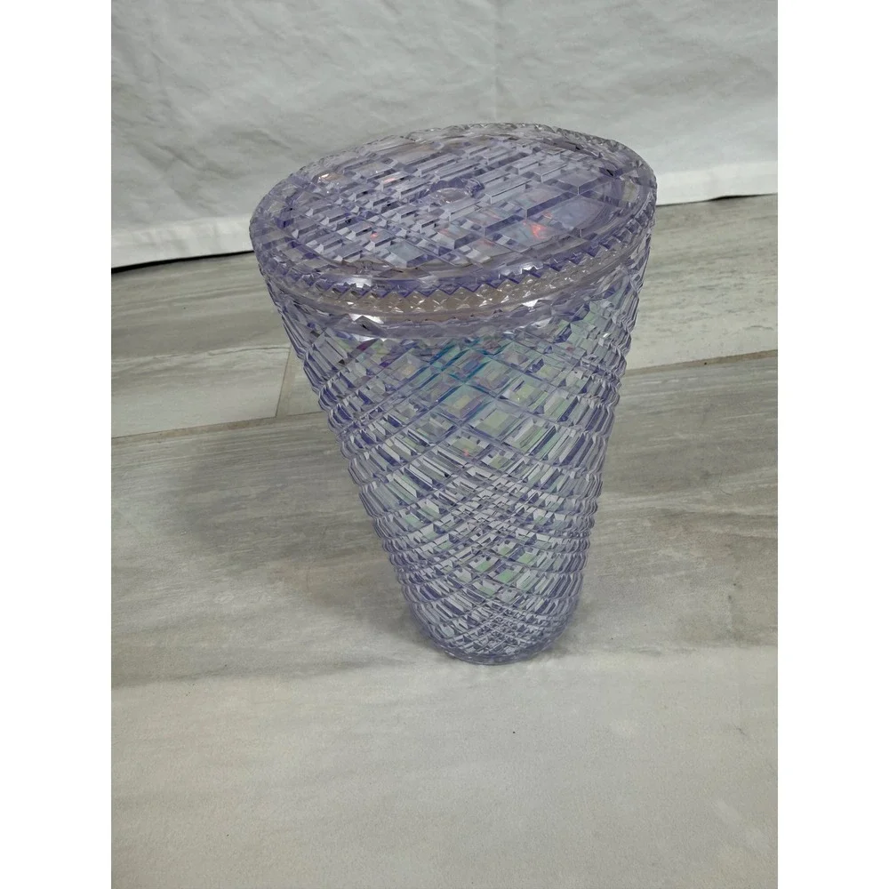 Starbucks 2021 Lilac Purple Studded Grid Iridescent Cold Cup Tumbler 16oz Grande